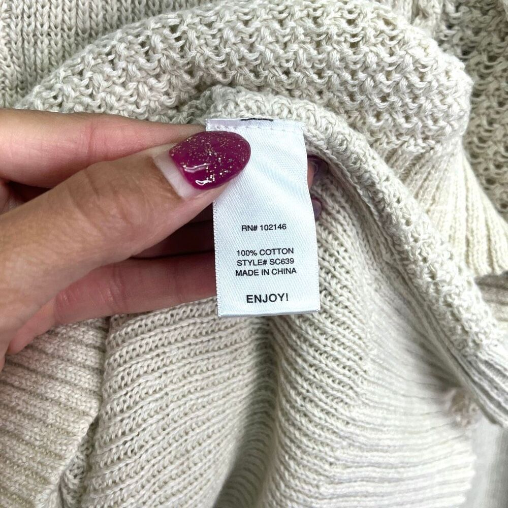 Michael Stars Cardigan Sweater Women’s M/L Parchment Slub Cotton Knit Snap NWT - Picture 6 of 6